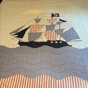 Nautical Ship Quilt- Red, White & Blue- Twin Sz Lightweight- Pottery Barn Kids?